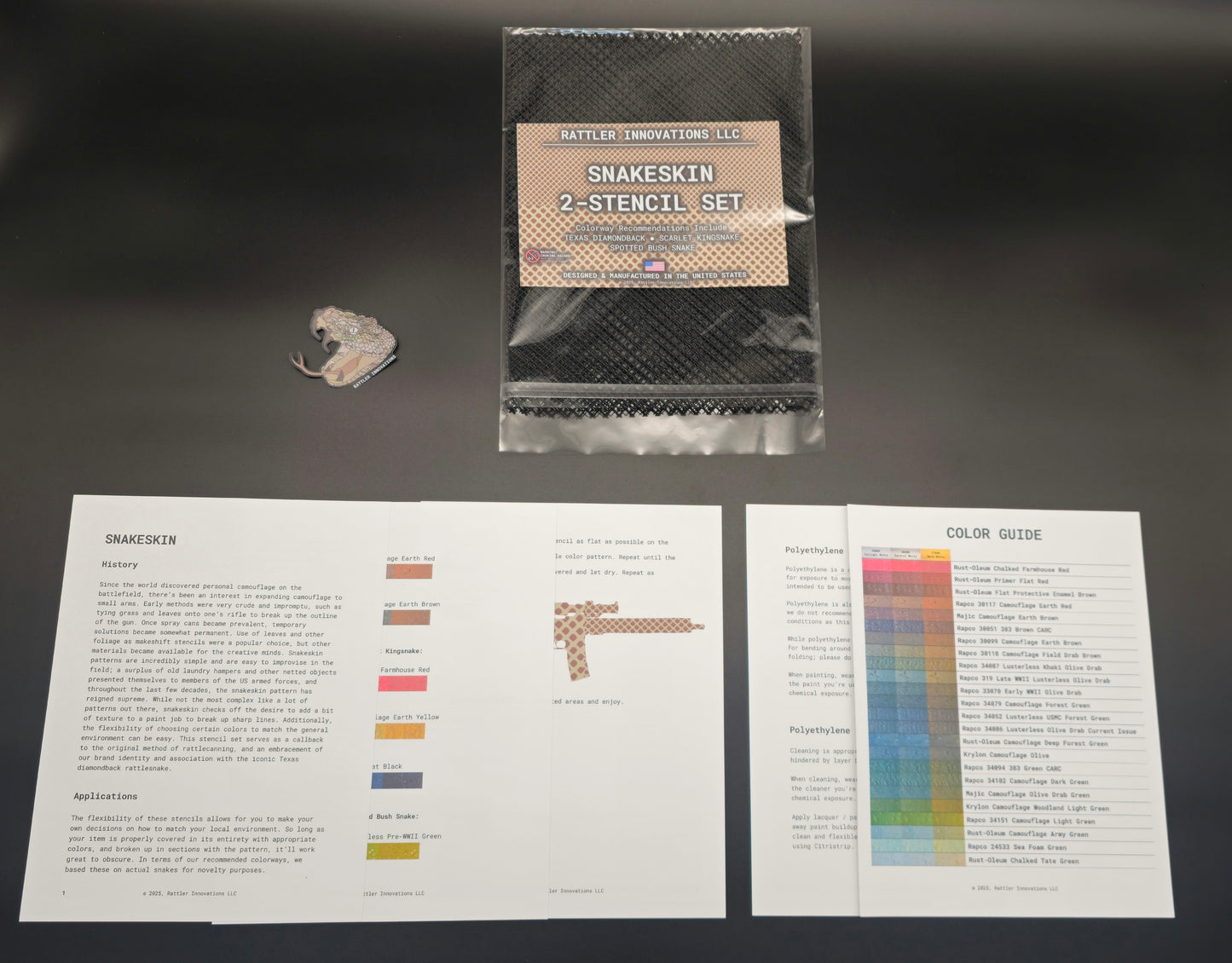 Snakeskin Reusable 2-Stencil Set Rattler Innovations LLC