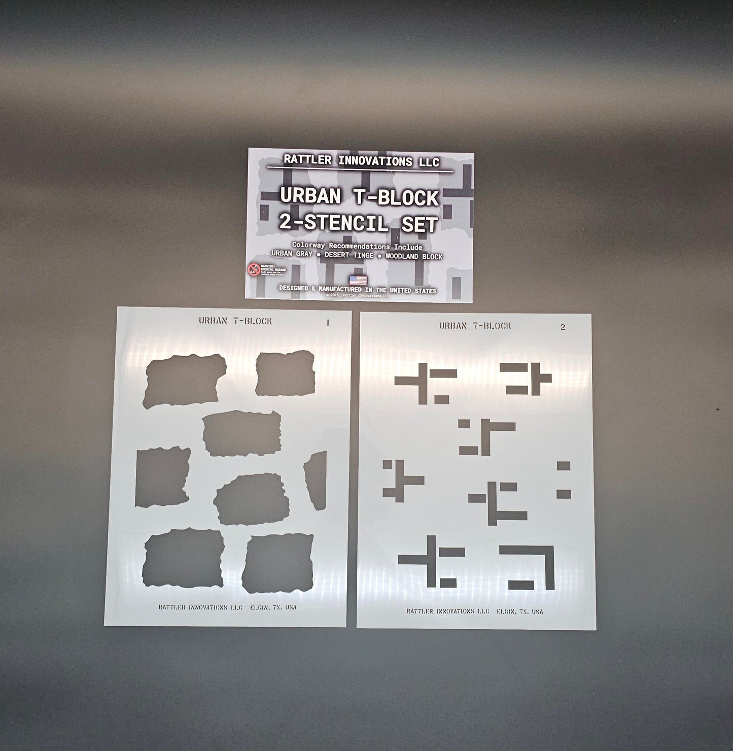 Urban T-Block Reusable 2-Stencil Set Rattler Innovations LLC