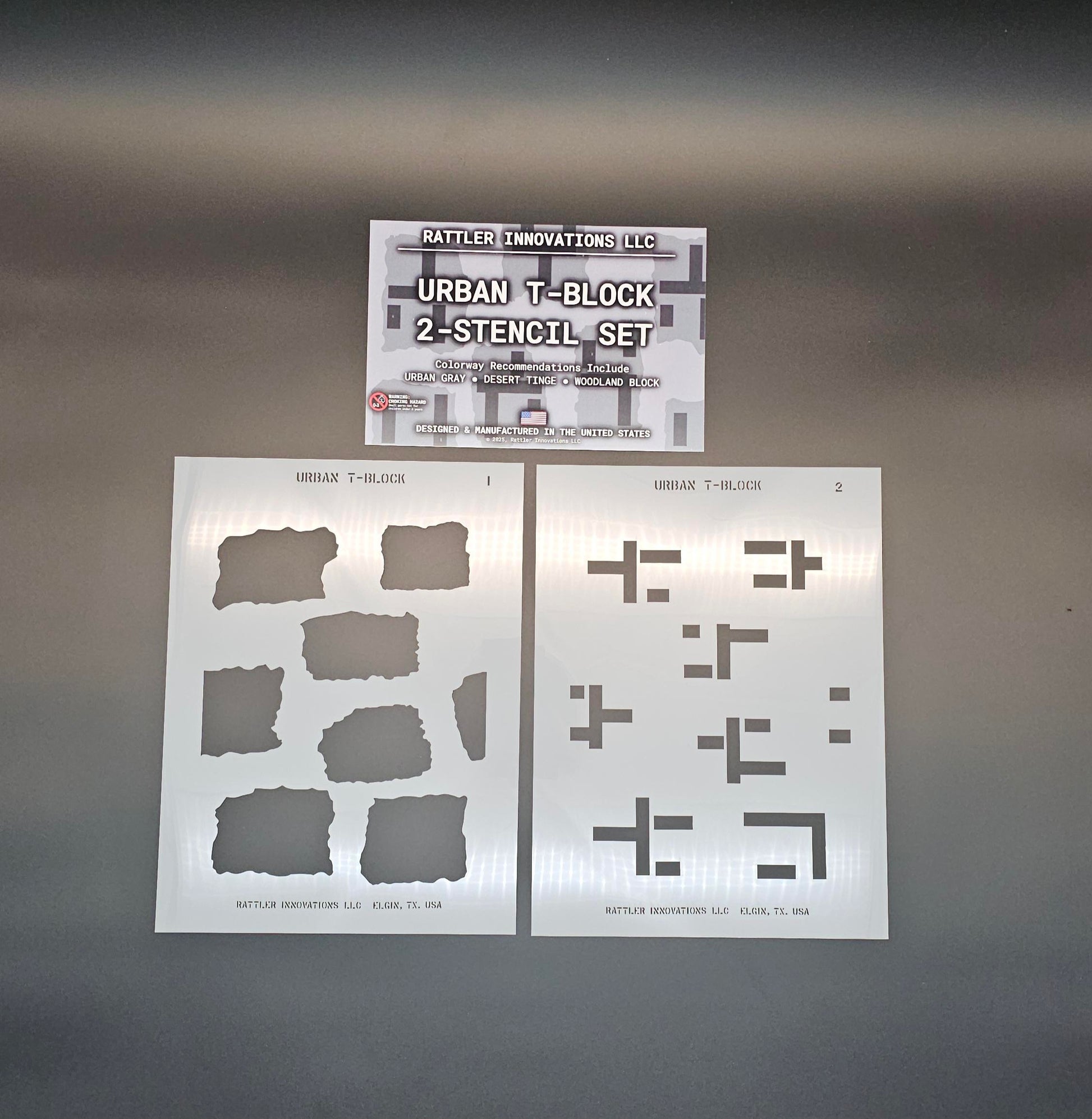 Urban T-Block Reusable 2-Stencil Set Rattler Innovations LLC