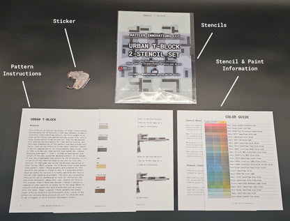 Urban T-Block Reusable 2-Stencil Set Rattler Innovations LLC